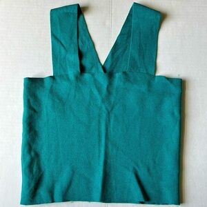 House of Harlow 1960 wide strap compression knit crop top teal medium